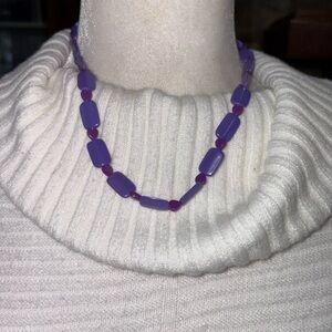 PURPLE HEARTS AND RECTANGLE CHILDS NECKLACE HOOK CLOSURE